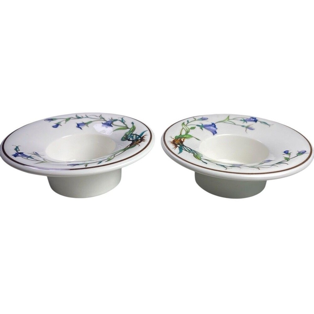 Villeroy & Boch Botanica Blue Bellflower Tealight Candle Holders Set 2 Roots